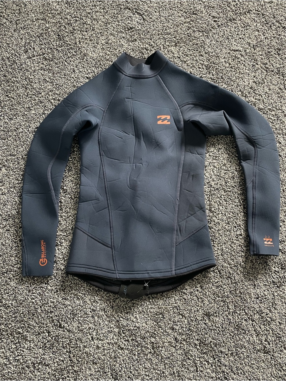 Billabong Black Neoprene Surf Jacket with Orange Logo Accents absolute 2:2